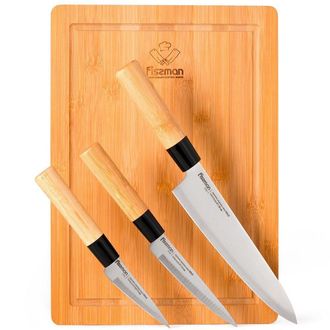 OEM Juego De Cuchillos Fissman Con Tabla, 4 Piezas, Juego Universal