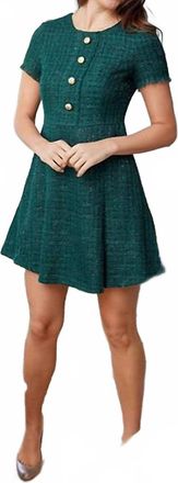 Sail to Sable Dylan Tweed Dress In Emerald Green