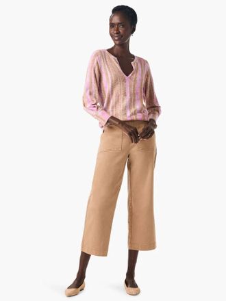 Nic+Zoe Rona Rolling Dunes Sweater In Pink/ Tan