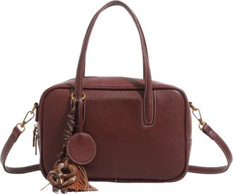 Generic Womens Retro Fashion Bowling Bag Handbag Shoulder Small Square Urban Simple Style(Wine red color)