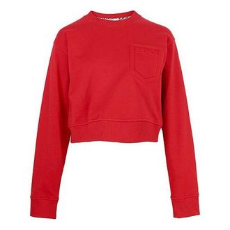 Fendi (WMNS) FENDI SS21 Logo Printing Round-neck Swea Red FS7427AFLBF1DOO