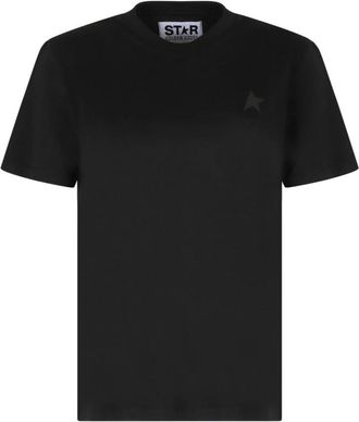 Golden Goose Zwart Logo Geborduurd T-shirt - Dames - T-shirts - Zwart - XS - Katoen - Tops