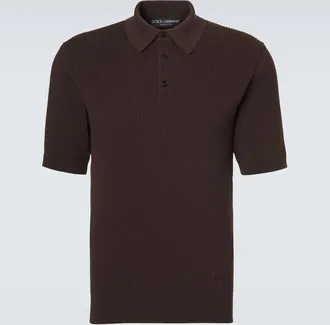 Dolce & Gabbana Ribbed-knit cotton polo sweater
