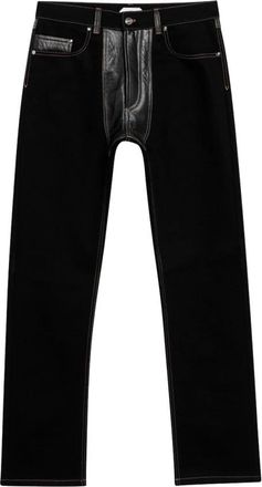 Versace Denim & Leren Straight Jeans - Heren - Regular Fit Jeans - Zwart - W33 - Denim - Jeans