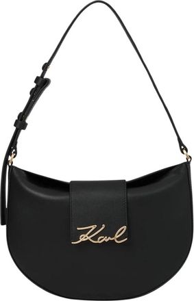 Karl Lagerfeld K/Signature Moon Bag - Dames - Schoudertassen - Zwart - ONE Size - Leer - Tassen