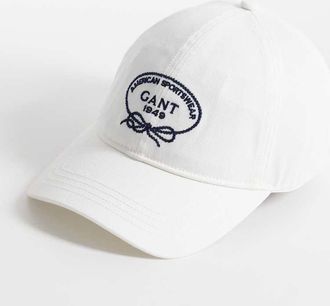 GANT Cappellino in twill di cotone bianco guscio duovo con logo vintage