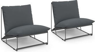 IDMarket Set Di 2 Poltrone Da Giardino Grigio Napoli Con Cuscini Grigio Antracite