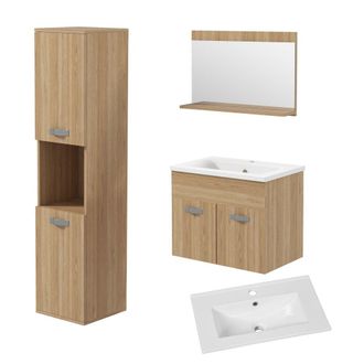 Kleankin Muebles de ba&ntilde;o 30x30x131.5 cm madera natural