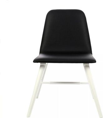 Premier Housewares Interiors by Premier Black Leather Effect Dining Chair with White Legs, High Quality Leather Chair, Accent Chair, Borg Chair