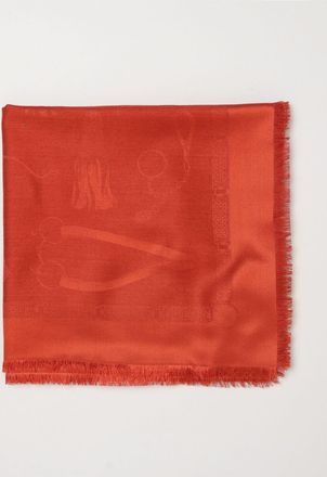 Etro Sciarpa quadrata in seta e lana con motivo jacquard e bordi sfrangiati