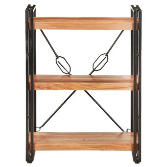 Berkfield Home 3-Tier Bookcase 60x30x80 cm Solid Acacia Wood in Brown | Size: 60 x 30 x 80 cm
