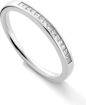 Jewelco London 18ct White Gold Diamond 15pt Princess Eternity Wedding Ring 2.4mm - RBNR02710
