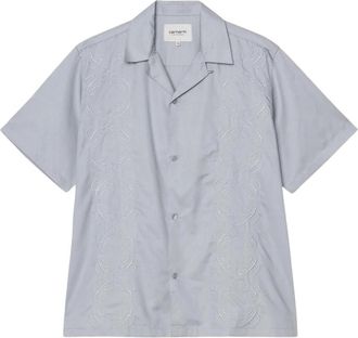 Carhartt Work in Progress Short-Sleeve Signet Shirt - Heren - Korte mouwen Overhemden - Grijs - XL - Katoen - Overhemden