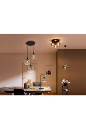 LUCIDE GIPSY Pendelleuchte – 4x E27, Schwarz, Betonoptik, Höhenverstellbar, Für Esstisch Oder Wohnzimmer