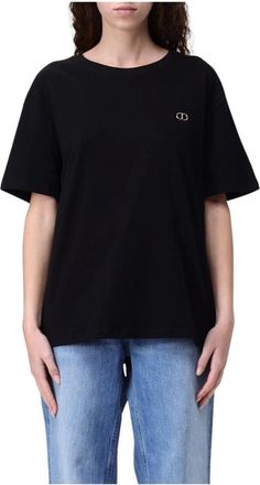 Twinset Dames, Tops, Zwart, Maat: S Katoen