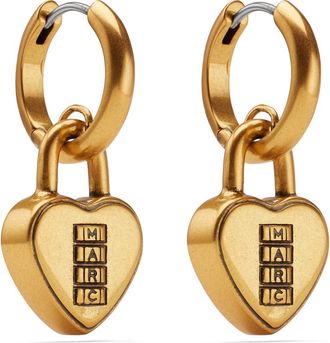 Marc Jacobs Heart Padlock Huggie Hoop Earrings in Antique Gold at Nordstrom