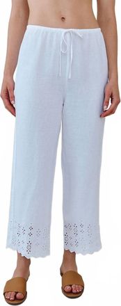 Bella Dahl Beach Crop With Embroidered Hem Pants In White