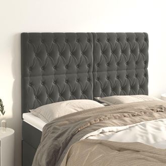 vidaXL Cabeceros 4 Unidades De Terciopelo Gris Oscuro 80x7x78/88 Cm Vidaxl
