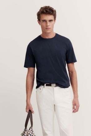 Bugatti T-Shirt BUGATTI, Herren, Gr. XXL, blau (390, marine), 100% Baumwolle, unifarben, normal, Rundhals, gerader Abschluss, Shirts T-Shirt, aus Baumwolle