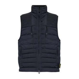 Stone Island Waistcoats, male, Blue, M, Down-Filled Turtleneck Vest