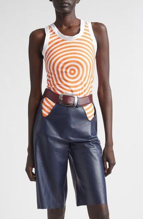 Jean Paul Gaultier Spiral Print Jersey Tank in White/Orange at Nordstrom, Size X-Small