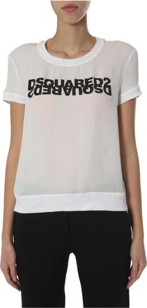 Dsquared2 Sheer Logo T-Shirt - Dames - T-shirts - Wit - XS - Tops