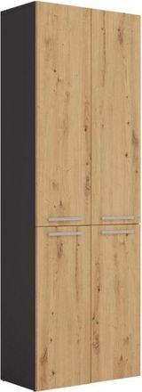 Hucoco Hucoco - ellos - Mueble de cuarto de baño con 2 cestas - Almacenaje para cuarto de baño - 174x60x30 - Mueble alto