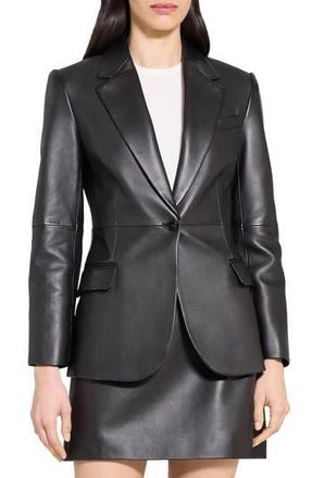 Theory Lynnia Leather Blazer in Black at Nordstrom Rack, Size 6