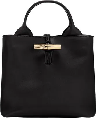 Longchamp Small Le Roseau Leather Tote in Black at Nordstrom