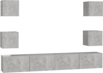 vidaXL Vidaxl - 6 Piece tv Cabinet Set Concrete Grey Engineered Wood