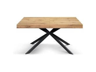 Konte Design Mesa de madera, acabado roble, base x antracita, extensible 140&times;90