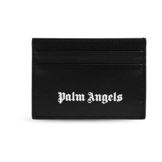 Palm Angels Accessoires, Heren, Zwart, ONE Size, Leer, Leren Kaarthouder met Logo