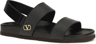 Valentino Garavani Mens Studshield Sandals Nero Calf Leather Bos Taurus