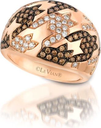 Le Vian Ladies Chocolate Houndstooth Rings set in 14K Strawberry Gold