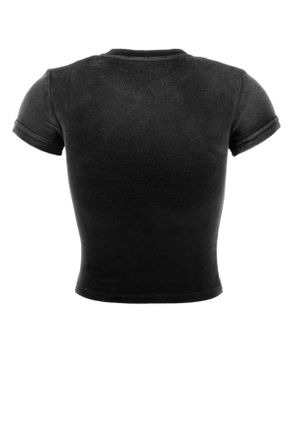 Alexander Wang Womens Black Stretch Terry Fabric T-Shirt Washednickel T-shirts And Polos