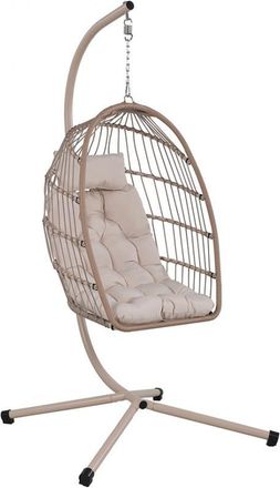 DRAWER Sill&oacute;n colgante de jard&iacute;n de cuerda y metal - Beige