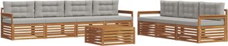 vidaXL Conjunto De Sof&aacute;s De Exterior 8 Uds. Natural Y Gris Claro Vidaxl