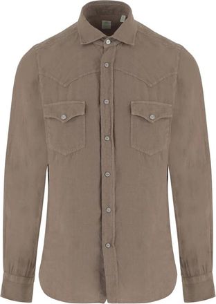 Finamore Linnen Overhemd - Heren - Casual Overhemden - Beige - 4XL - Linnen - Overhemden