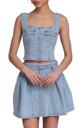 Avec Les Filles Denim crop Tank in Satin Wash at Nordstrom, Size X-Large