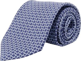 Ferragamo Micro-pattern Silk Tie - male - Ferragamo - Ties - Blue - ONE SIZE - Accessories