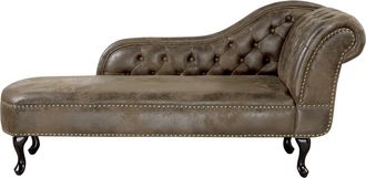 Beliani Beliani - Chaise Longue De Piel Sint&eacute;tica Marr&oacute;n Con Botones Versi&oacute;n Derecha Nimes