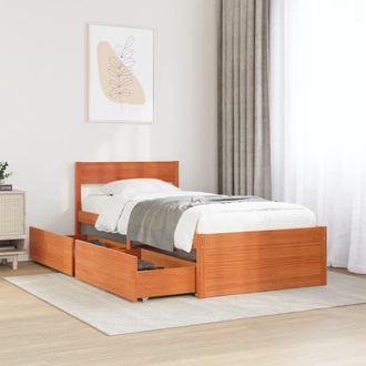 Berkfield Home Bed Frame without Mattress Wax Brown 75x190 cm Small Single Solid Wood Pine