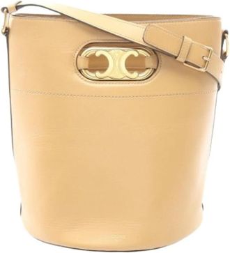 Celine Pre-owned Triomphe Maillon Leather Bucket Bag - Pre-owned - Mujer - Beige - ONE SIZE