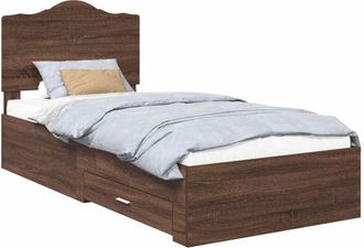 vidaXL Bed Frame with Headboard Brown Oak 75 x 190 cm Engineered Wood vidaXL