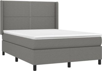vidaXL Cama Box Spring Con Colch&oacute;n Tela Gris Oscuro 140x190 Cm Vidaxl