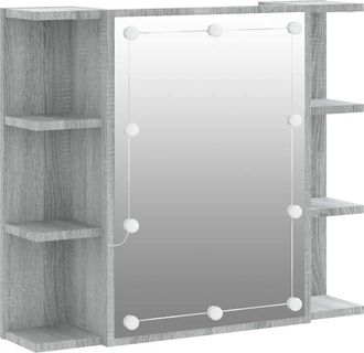 vidaXL Mueble Con Espejo Y Led Color Gris Sonoma 70x16,5x60 Cm Vidaxl