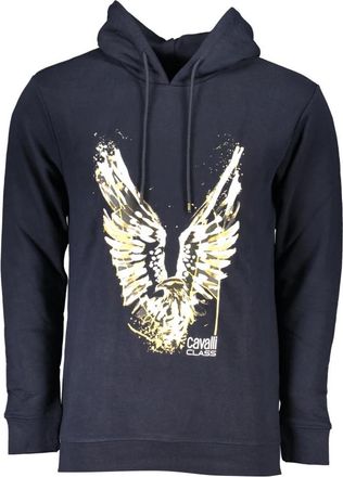 Cavalli Blauwe hoodie met lange mouwen en logoprint - Heren - Hoodies - Blauw - S - Hoodies & sweatvesten