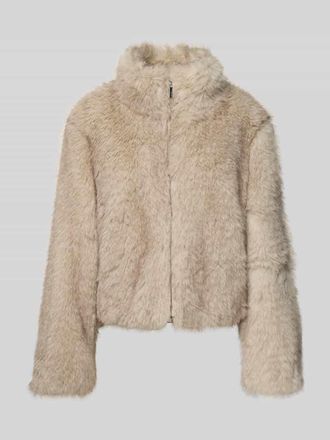 Marc Cain Jacke mit Kunstfellbesatz in Taupe, Gr&ouml;&szlig;e 36