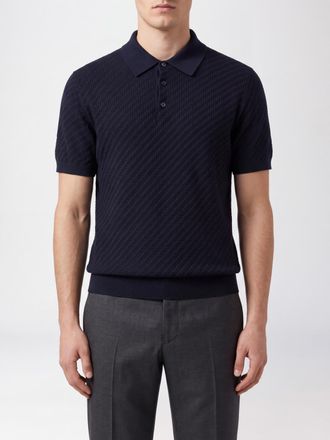 Brioni Polo slim fit in maglia di cotone con colletto e polsini a costine