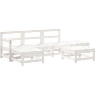 vidaXL 6 Piece Garden Lounge Set White Solid Wood Pine Vidaxl